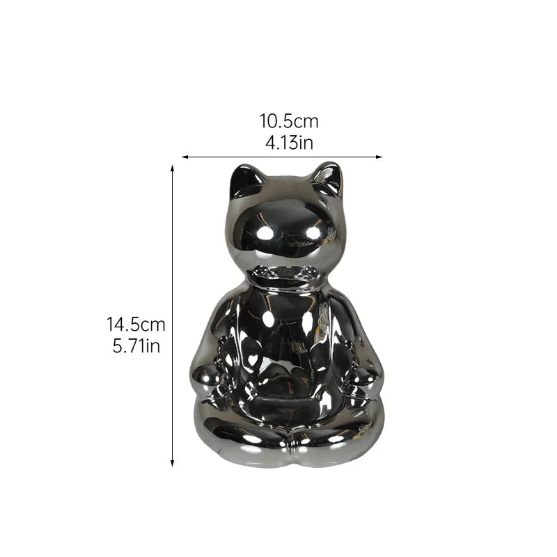 Afralia™ Yellow Yoga Cat Candle Holder Ceramic Aroma Diffuser Home Decoration