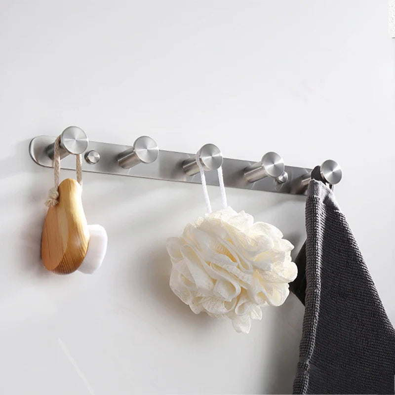 Afralia™ Stainless Steel Wall Mounted Round Clothes Hook with 3-6 Hooks