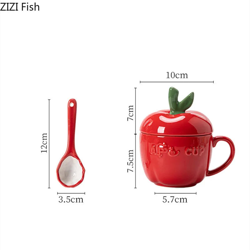 Afralia™ Apple Fruit Ceramic Mug for Kids Breakfast, Festivals, Birthday Gift