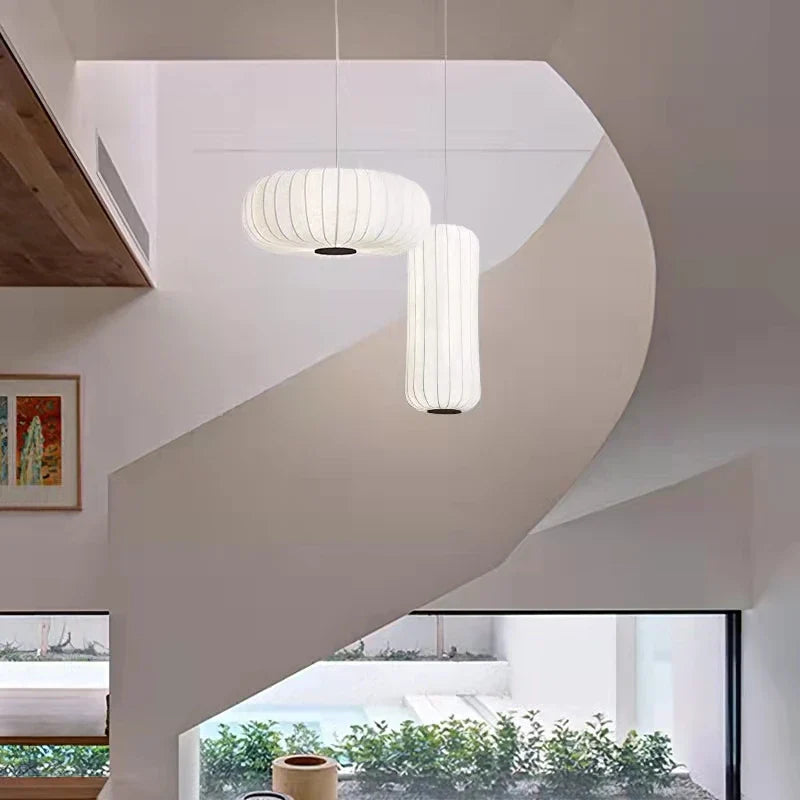Afralia™ Japanese Style Cloth Pendant Light - Nordic Design for Living Room and Restaurant
