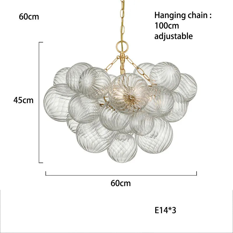 Afralia™ Glass Bubble Gold Chandelier LED Pendant Light for Dining Room