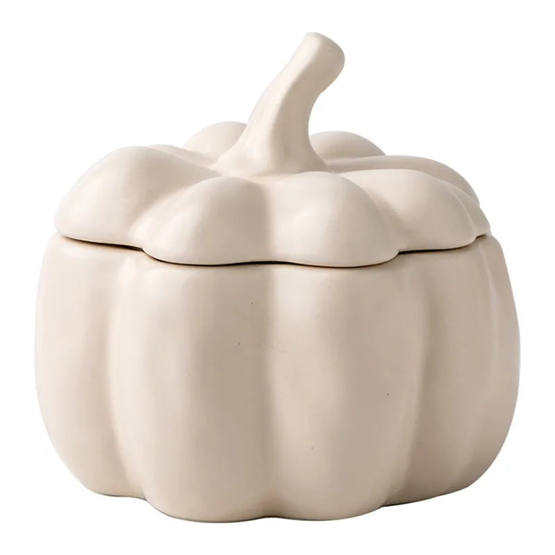 Afralia™ Pumpkin Porcelain Bowl Canister - Ceramic Kitchen Storage Jar