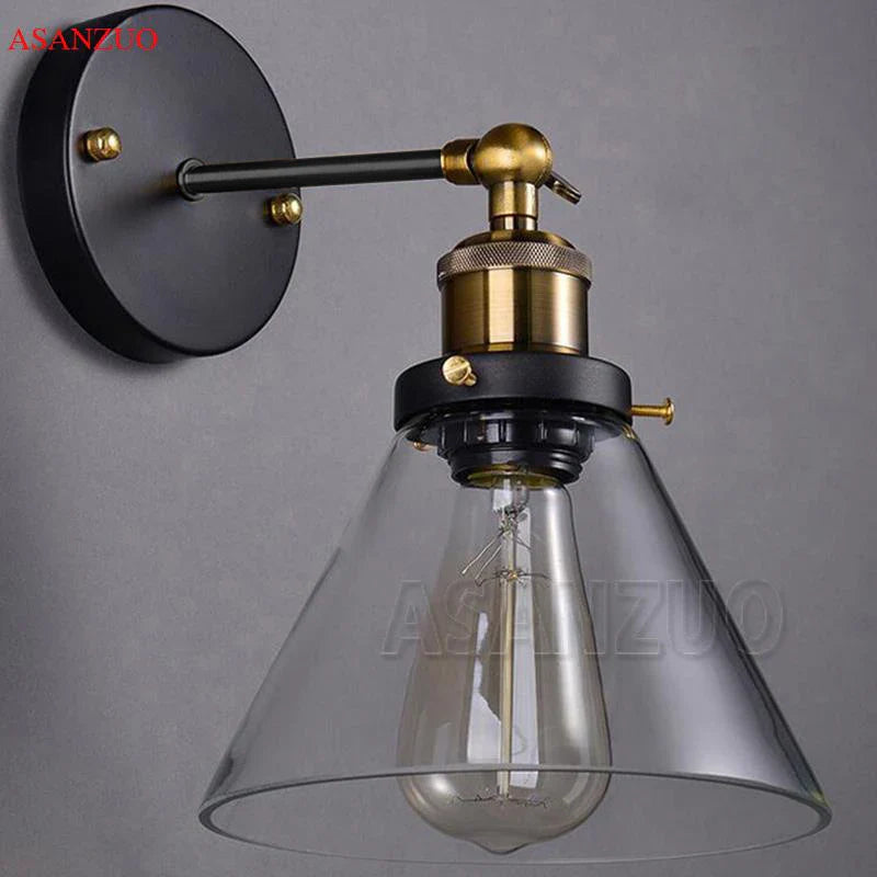 Afralia™ Vintage Glass Wall Sconce with Adjustable Swing Arm and Edison Bulb