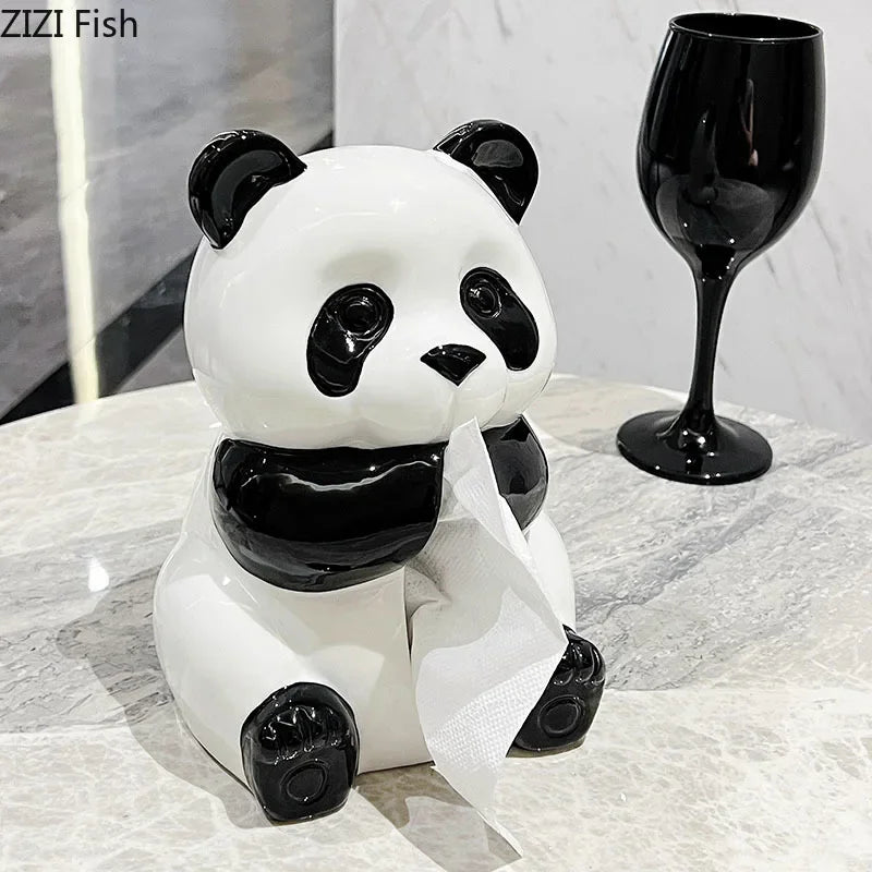 Afralia™ Panda Ceramic Tissue Box: Modern Home Decor & Napkin Holder for Coffee Table