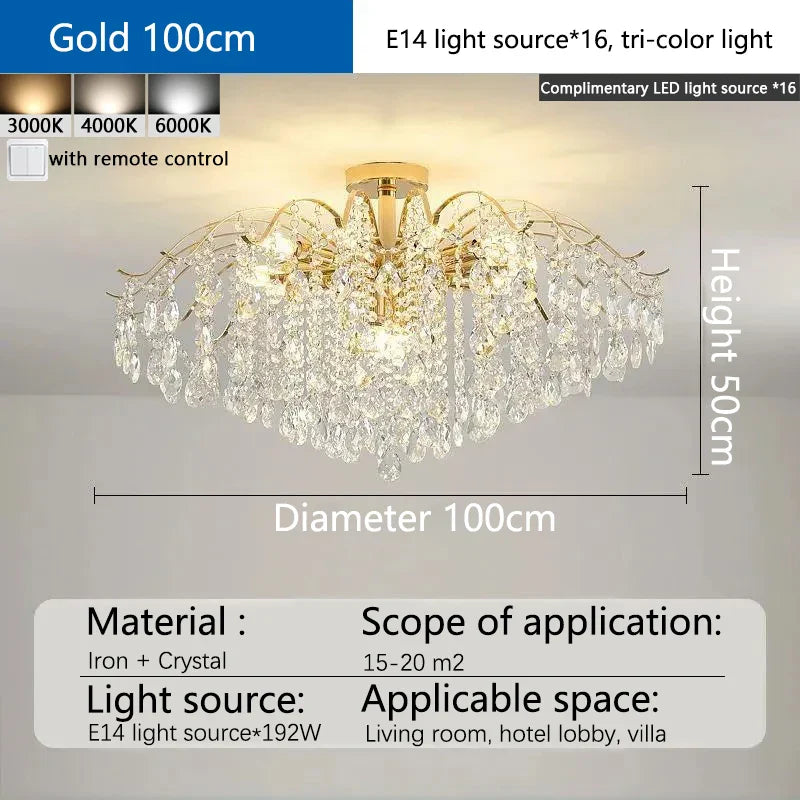 Afralia™ Crystal Luxury LED Chandelier Ceiling Light for Living Room Bedroom Home Decor