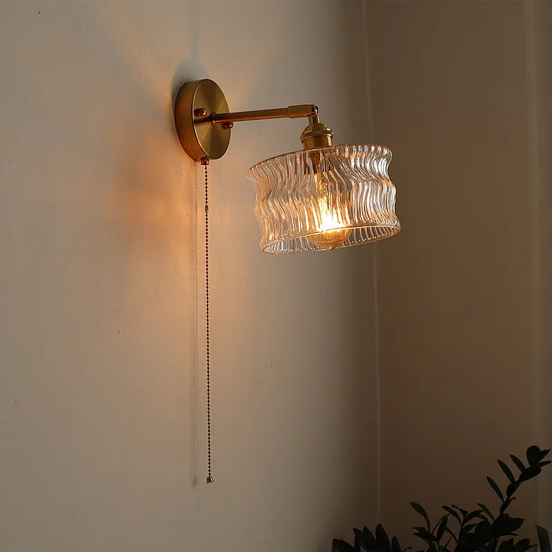 Afralia™ LED Copper Glass Wall Light Retro Luminaria De Parede