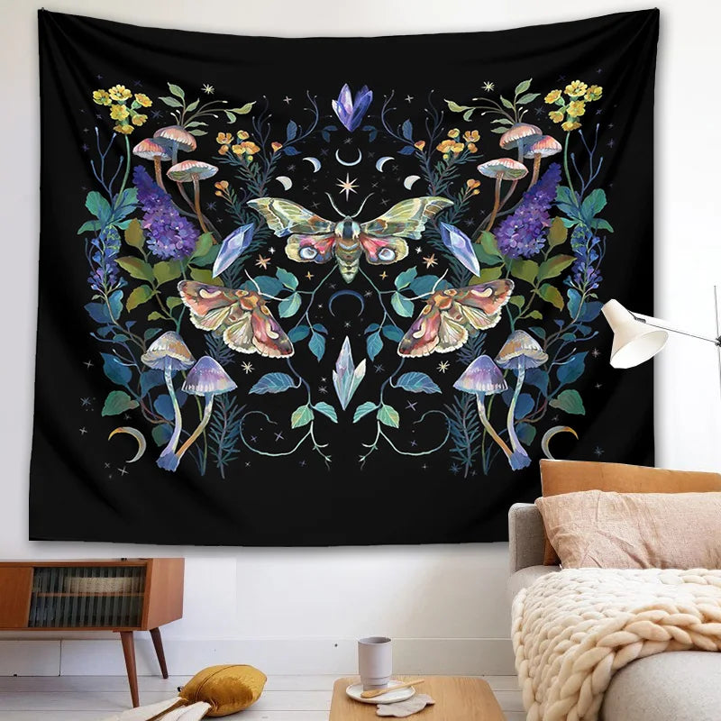 Afralia™ Celestial Botanical Tapestry Wall Hanging - Starry Sky Dorm Decor