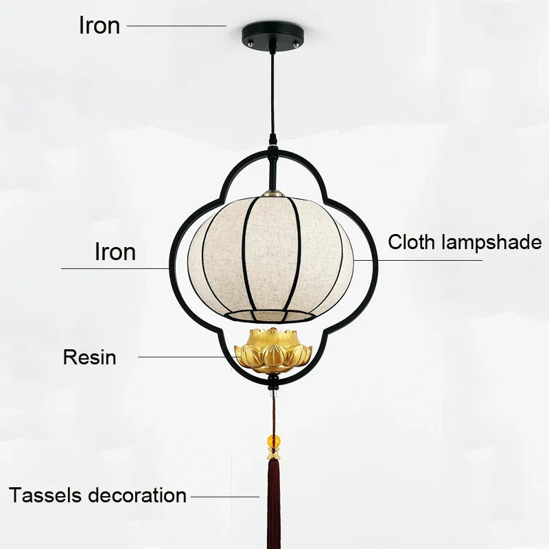 Afralia™ Chinese Cloth Chandelier: Elegant Tea House & Bedroom Lantern for Dining Room