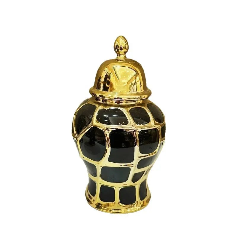 Afralia™ Plaid Can Checkmate Jar: Stylish Ceramic Vase & Sealed Storage Tank