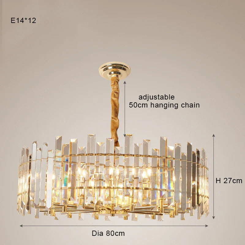 Afralia™ Crystal Round Chandelier Gold LED Modern Lustres for Living Room