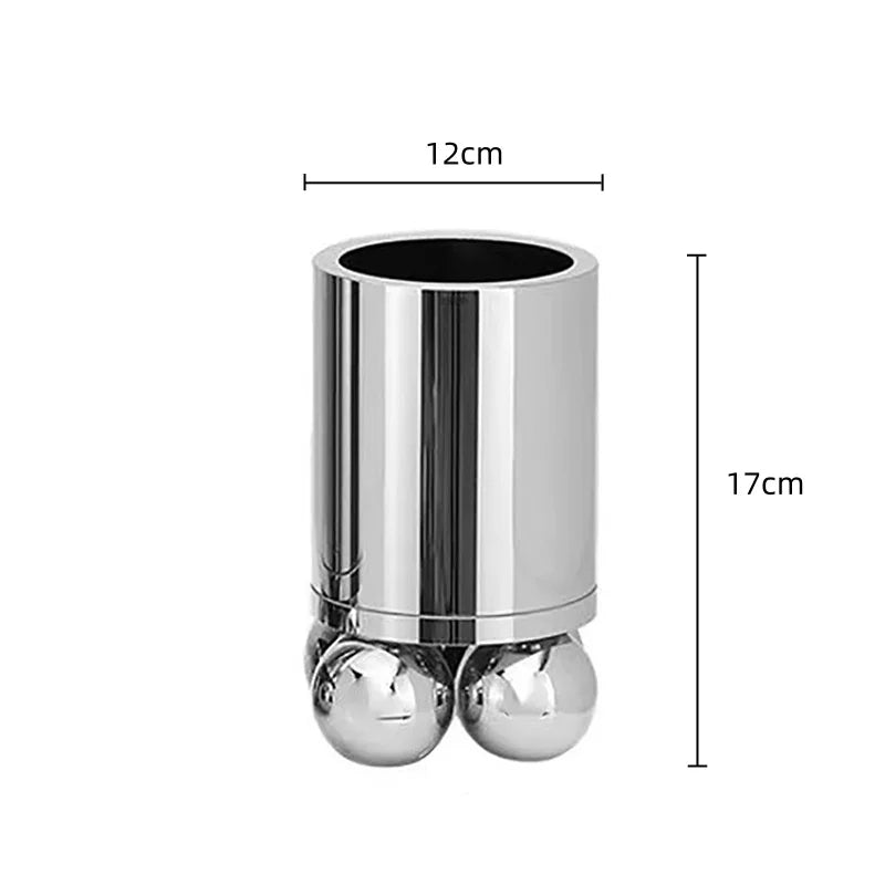 Afralia™ Silver Cylinder Vase Home Decoratinum