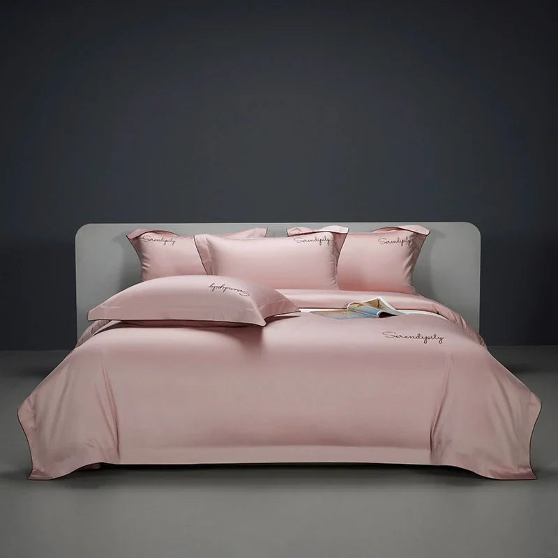 Afralia™ Luxury Embroidery Solid Color Bedding Set - 1200TC Egyptian Cotton, Hotel Style
