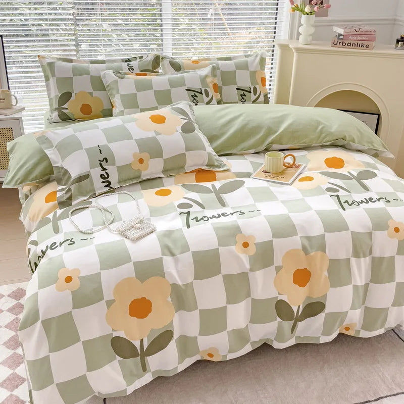 Afralia™ Cotton Printed Bedding Set: Thick & Cozy Single Bedclothes for Adults & Kids