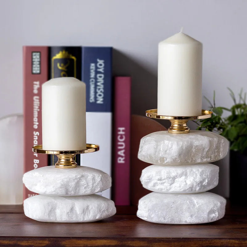 Afralia™ Natural Ore Handmade Candle Holder for Wedding Home Decor