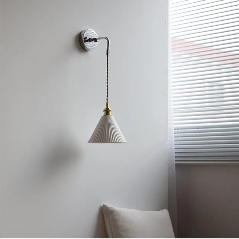 Afralia™ Ceramic LED Wall Light with Pull Chain Switch - Nordic Design