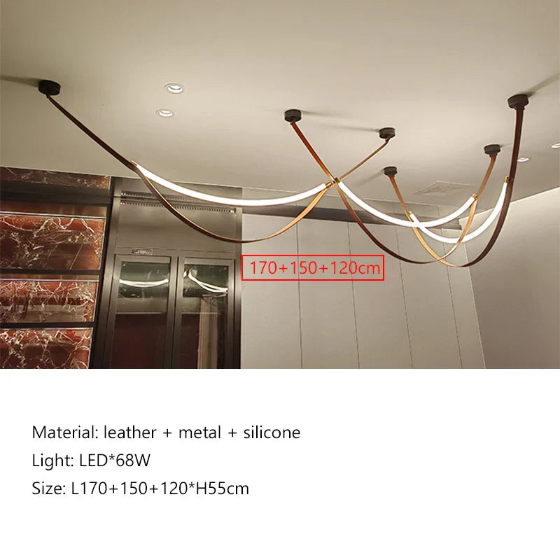 Afralia™ Leather Chandelier: Minimalist Nordic LED Pendant Lamp for Living Room, Dining Room & Bedroom