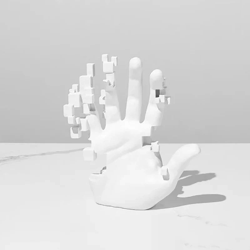 Afralia™ Abstract Mosaic Sculpture Hand Model Resin Figurine Home Desktop Decor