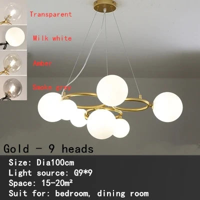 Afralia™ Black Magic Bean Ceiling Chandelier with Golden Lamp Body Glass Pendant Light