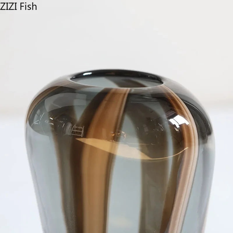 Afralia™ Striped Glass Vase: Creative Flower Arrangement Hydroponics Plant Pot Room Decor