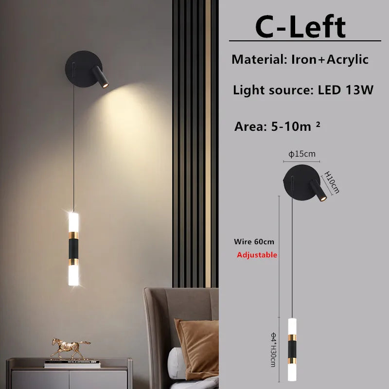 Afralia™ Nordic LED Wall Lamp for Bedroom Living Room - Modern Minimalist Design