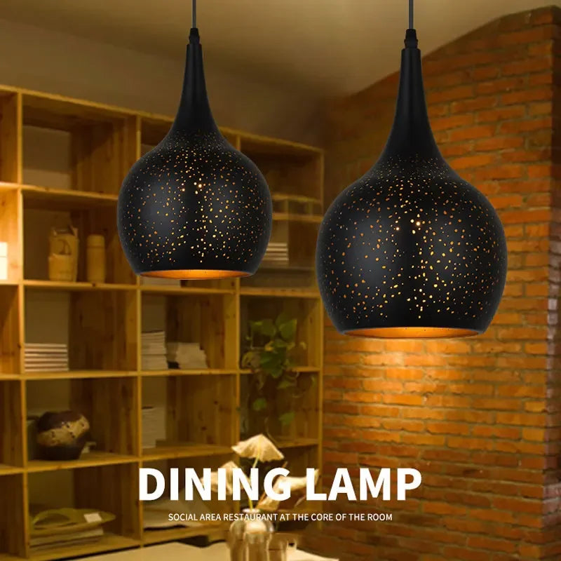 Afralia™ Black Nordic Industrial Pendant Light Chandelier Retro Decor E27 Dining Kitchen Lamp