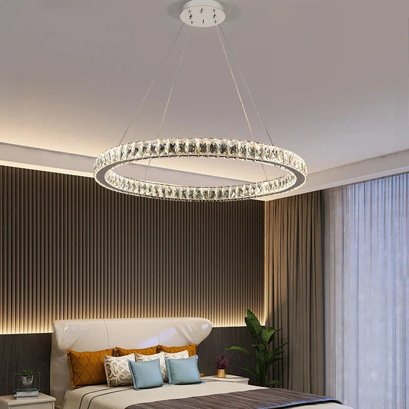 Afralia™ Round Crystal Ceiling Chandelier for Kitchen Dining Room LED Lighting Fixtures