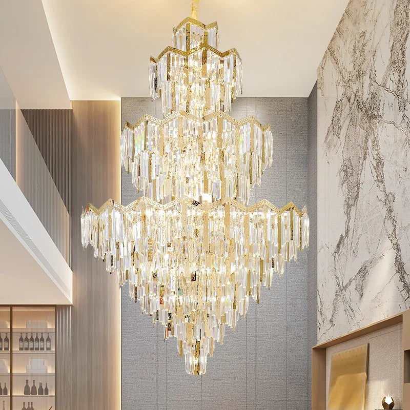Afralia™ Crystal Chandelier | Modern Luxury Duplex Building Chandelier for Villa and Hotel