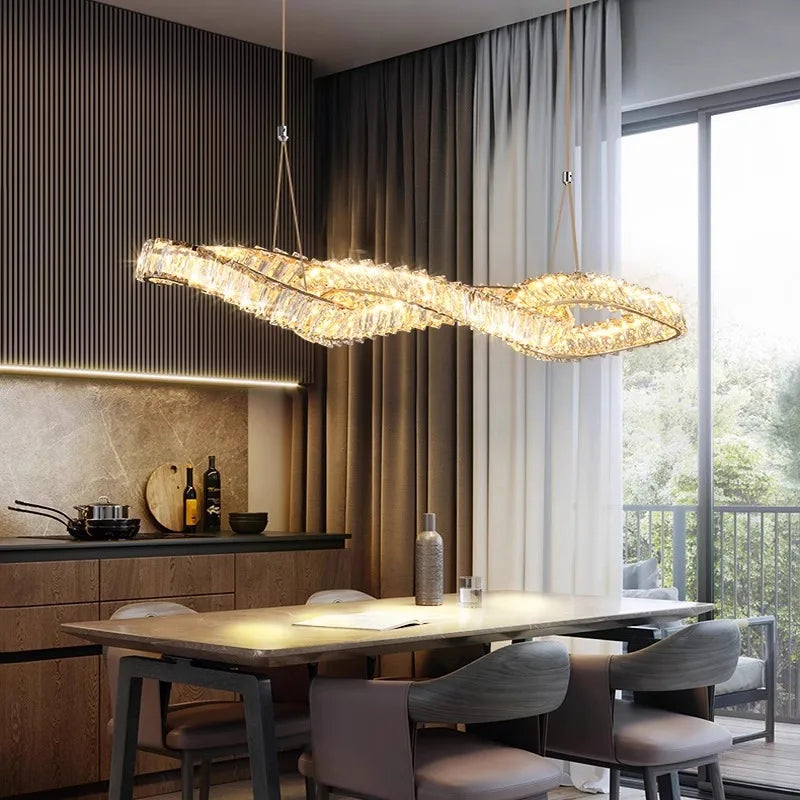 Afralia™ LED Crystal Chandelier for Dining Room Decoration Lighting