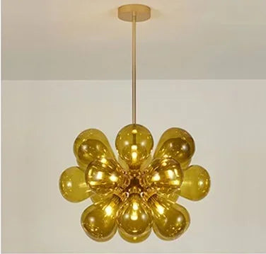 Afralia™ Purple Glass Bubble LED Chandelier for Living Room Bedroom Decor