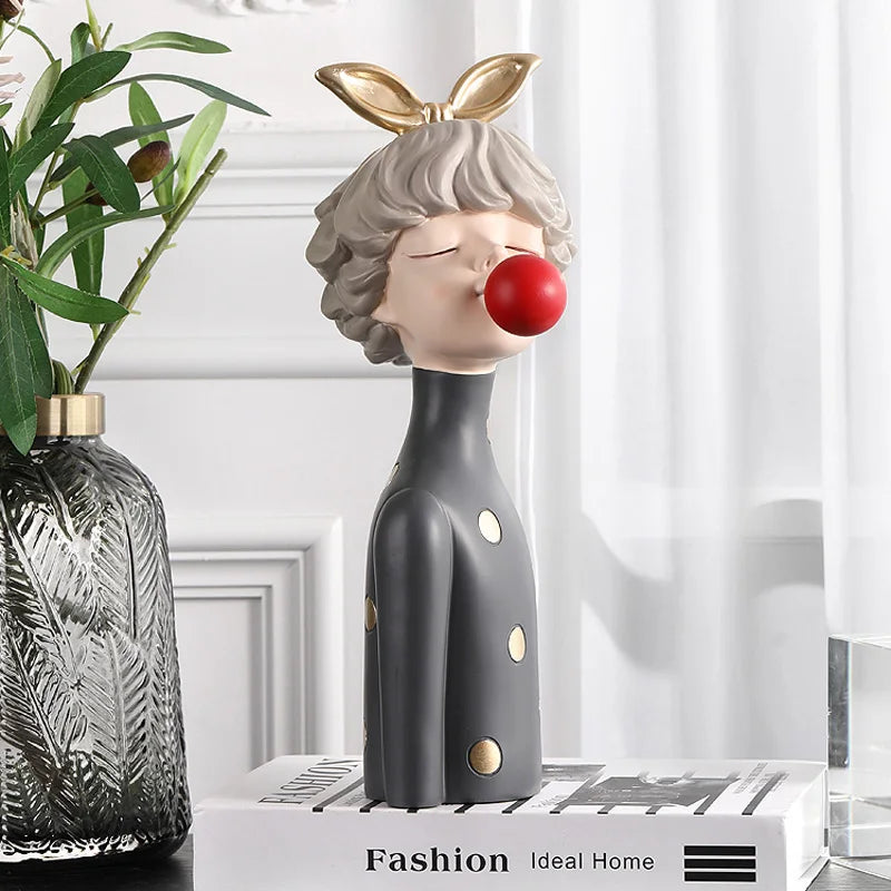 Afralia™ Bubble Gum Girl Statue: Modern Room Decor & Birthday Gift