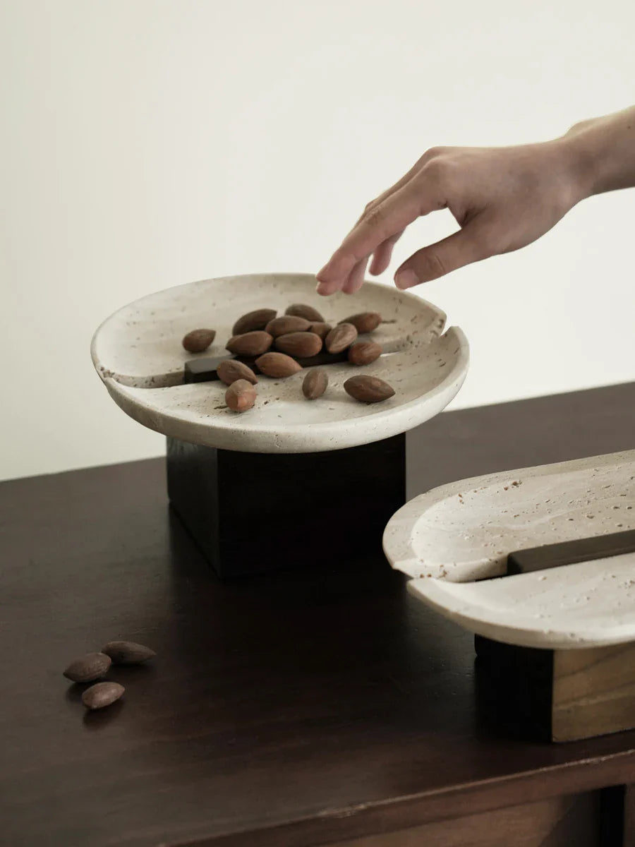 Afralia™ Travertine Marble Tray - Tabletop Decor & Countertop Organizer