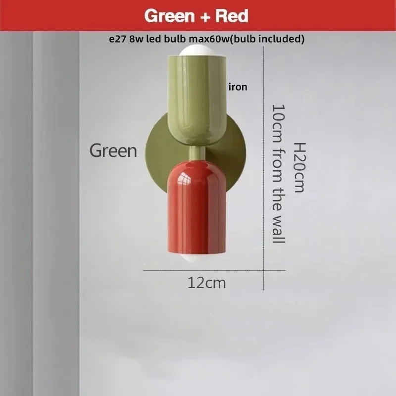 Afralia™ LED Wall Lights Colorful Iron Double Heads Modern Bedside Lamp