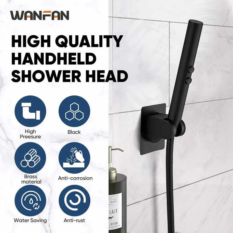 Afralia™ Black Stainless Steel High Pressure Shower Head Handheld Spray Nozzle