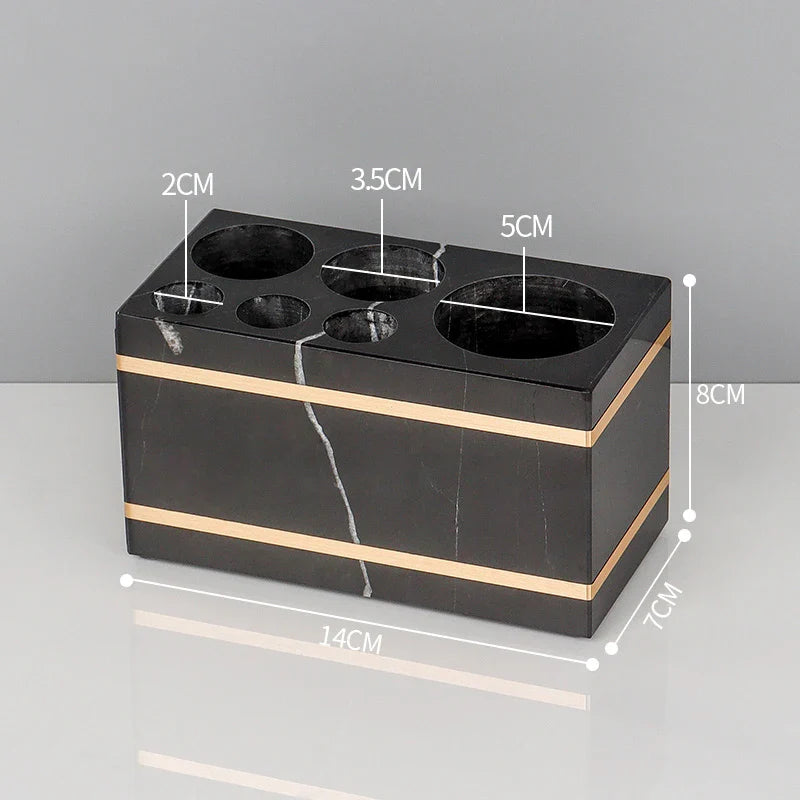 Afralia™ Nero Marquin Marble Bathroom Set with Gold Accents