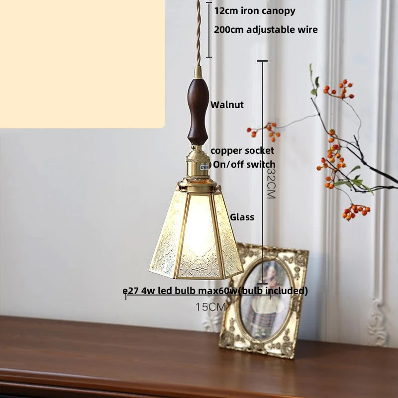 Afralia™ Loft Green Tiffany Glass LED Pendant Lights with Copper Knob Switch