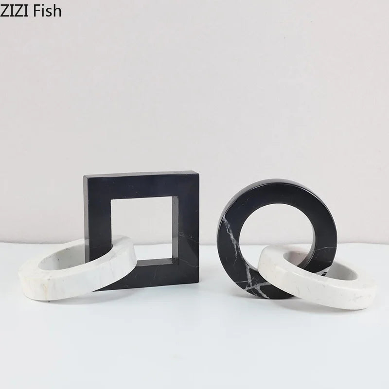 Afralia™ Geometric Knot Sculpture Desk Decor - Abstract Square Ring Statue