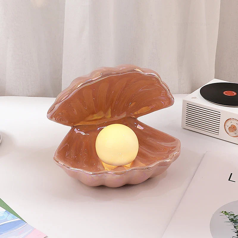 Afralia™ Ceramic Shell Pearl Night Light: Modern Nordic Bedroom Decor and Bedside Lamp