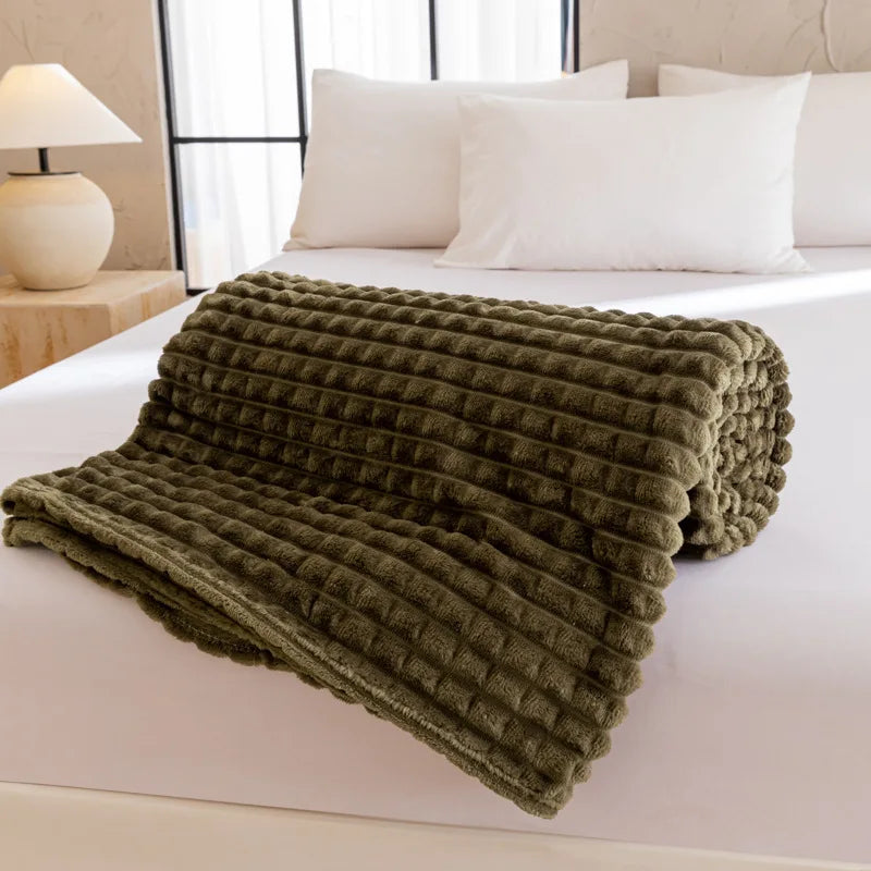 Afralia™ Nordic Flannel Checkered Blanket, Soft Queen King Size Sofa Decoration