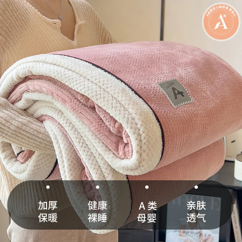 Afralia™ Light Luxury Velvet Plush Cotton Blanket