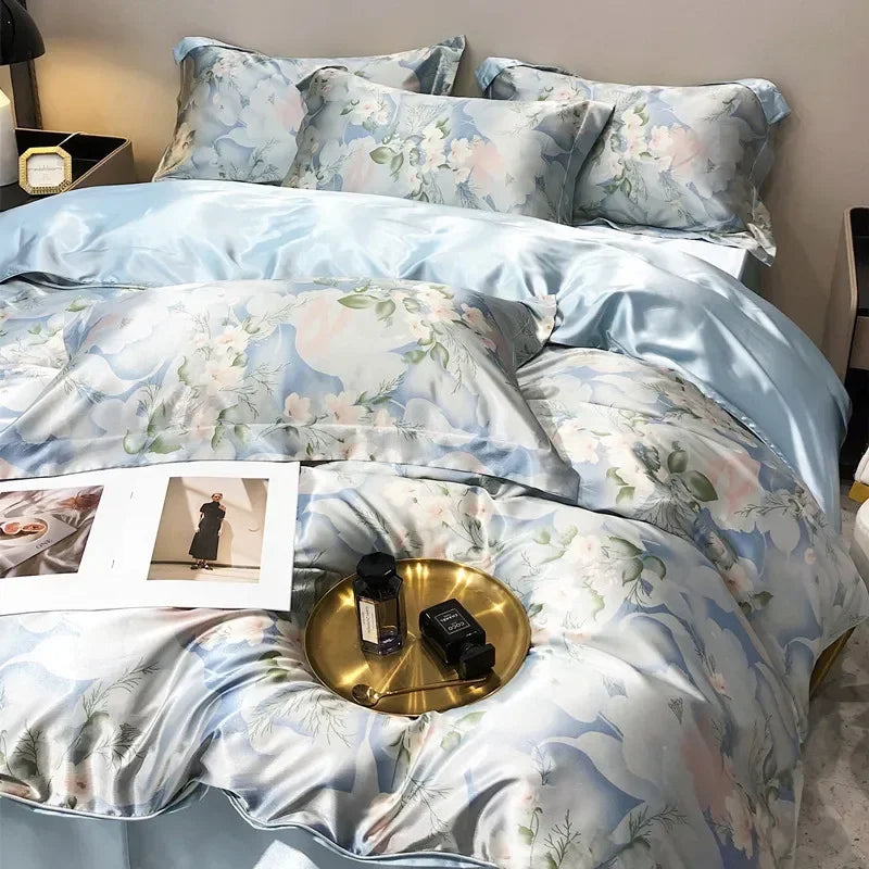 Afralia™ Soft Silk Printed Bedding Sets for Luxurious Bedroom Decor