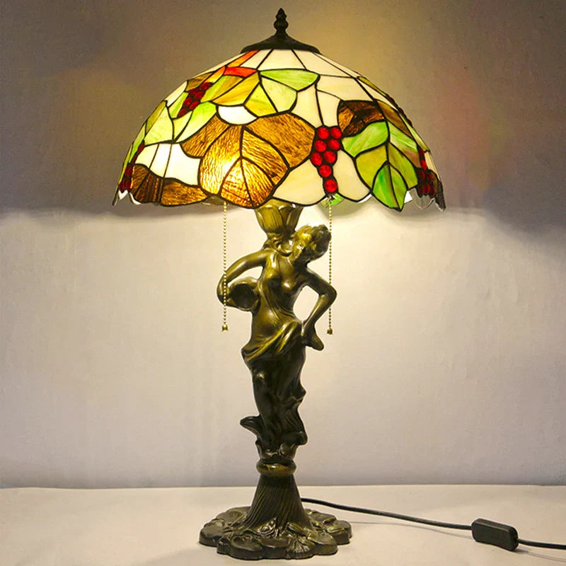 Afralia™ Exquisite Flowers Glass Table Lamp - LED Desk Light for Home, Study, Bedroom