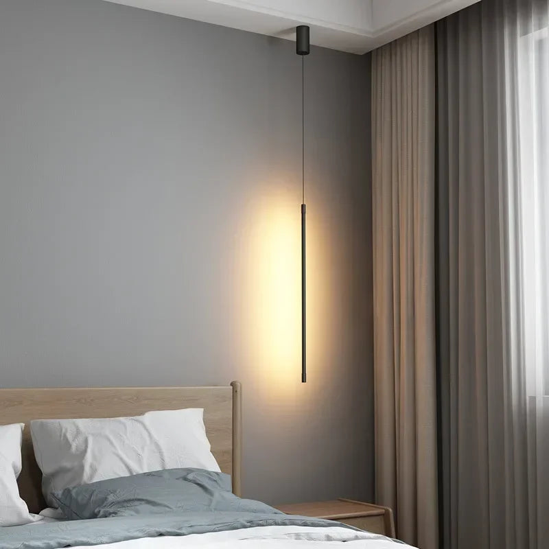 Afralia™ Modern Black LED Pendant Light Fixture for Bedroom, Living Room, Bar, and Coffee Decor
