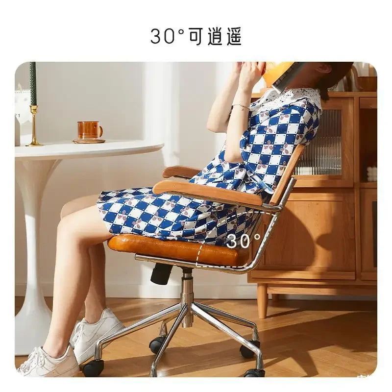 Afralia™ Rattan Swivel Office Chair: Ergonomic, Backrest, Armrest, Roller, Gaming, Executive, Home Office