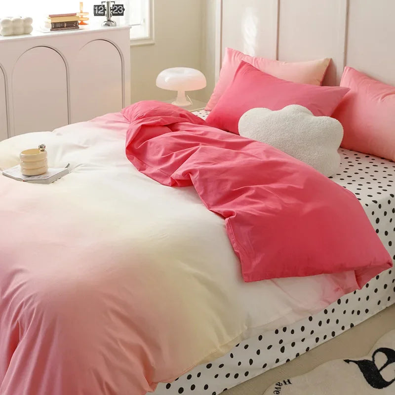 Afralia™ Soft Gradient Print Bedding Set for Student Dorm Home - Nordic Style Sleep Naked Bedclothes