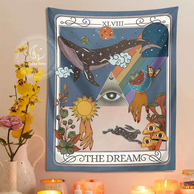 Afralia™ Dream Tarot Tapestry: Mystical Witchy Decor for Tarot Lovers, Hippie Dorm Art