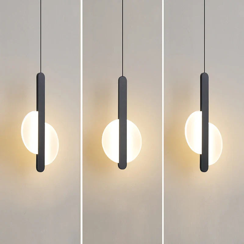 Afralia™ Nordic Black LED Chandelier Minimalist Art Acrylic Lighting for Home, Restaurant, Bar