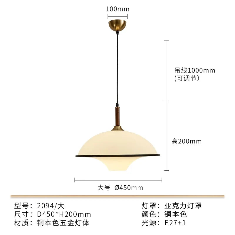 Afralia™ French Medieval Saucer Pendant Lights LED E27 Acrylic Designer Hanging Lamp