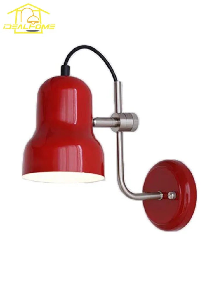 Afralia™ Medieval Red Wall Lamp LED Iron Art Adjustable for Bedroom Bedside Reading