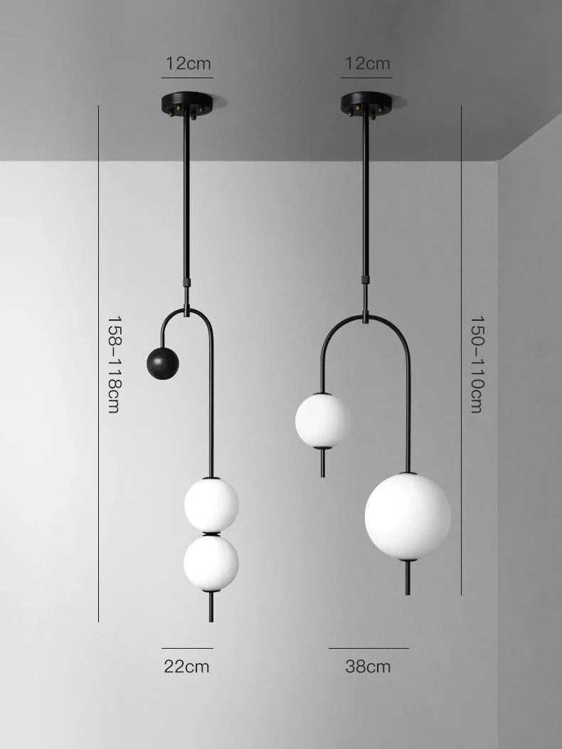 Afralia™ Glass Suspension Kitchen Island Chandelier Ceiling Pendant - Modern Living Room Hanging Light