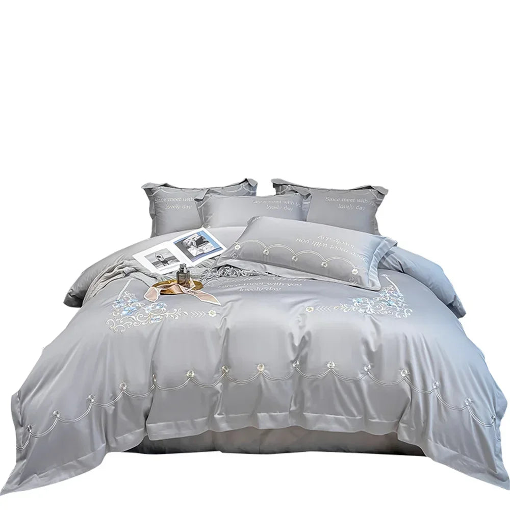 Afralia™ Egyptian Cotton Bedding Sets | Solid Sheet Pillowcase | King Queen Double Size